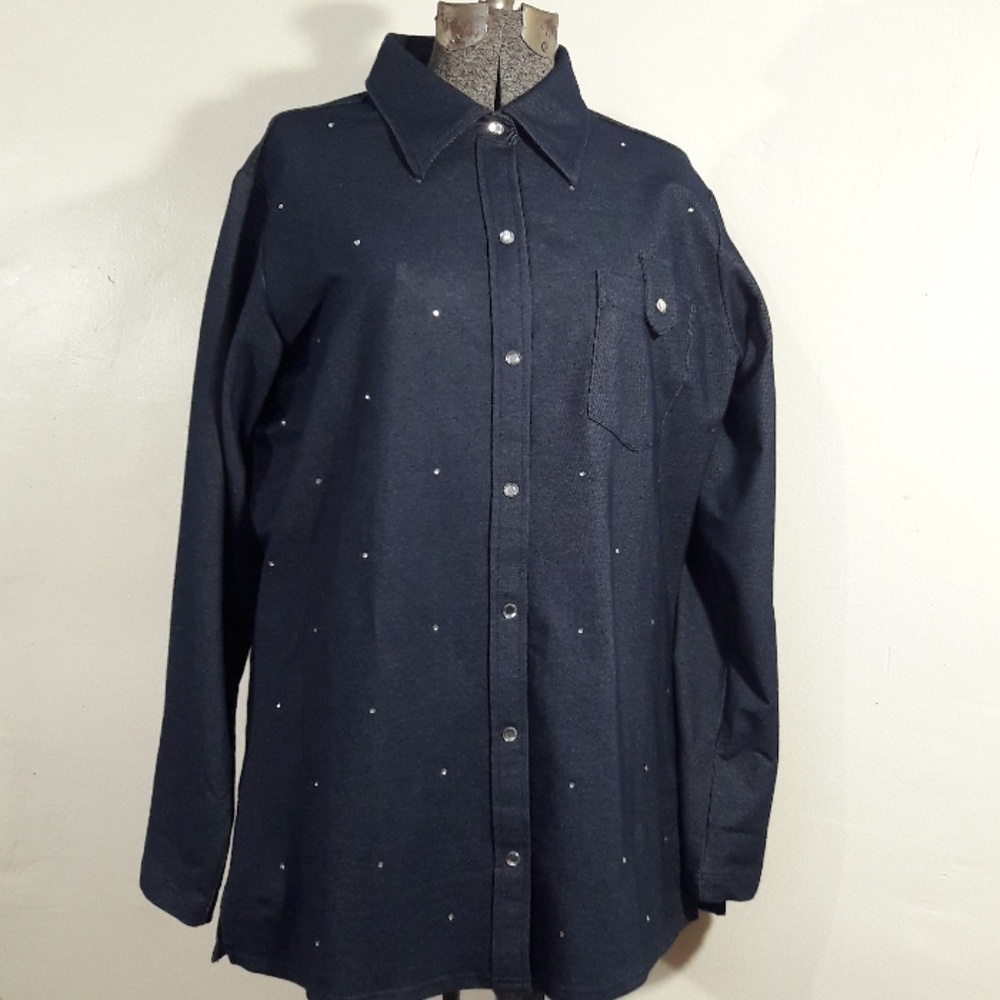 Rhinestone studded long sleeve shirt